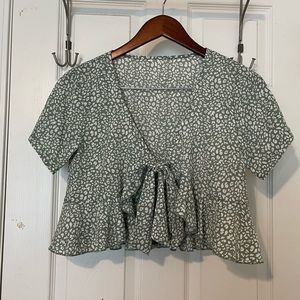 SHEIN All Over Print Tie Front Top